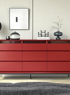 意式极简烤漆九斗柜高级北欧现代客厅卧室抽屉储物收纳指纹锁柜子