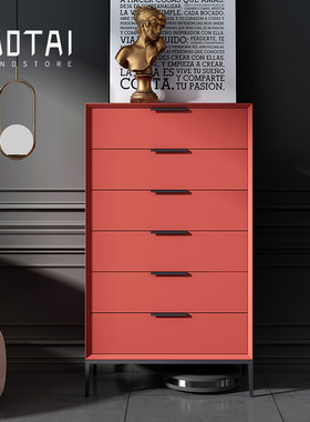 意式极简烤漆五六斗柜简约现代客厅轻奢实木收纳卧室床尾抽屉整装