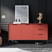 烤漆餐边柜意式 极简轻奢整体高脚实木客厅现代约储物装 饰餐厅柜子