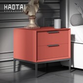 烤漆床头柜意式 整体柜 极简现代简约床边柜实木卧室收纳轻奢风格