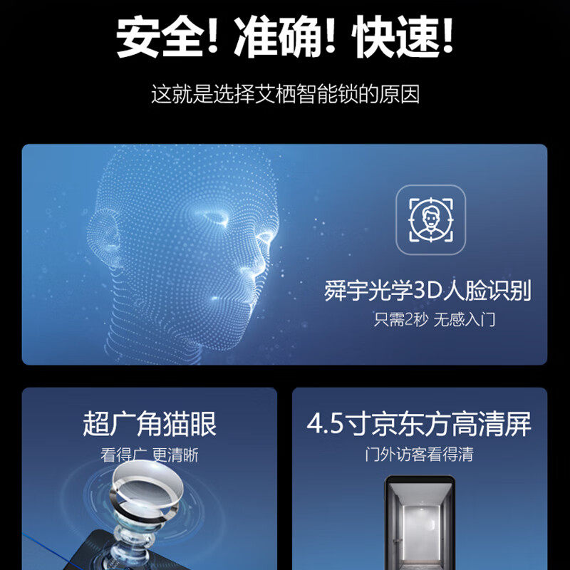 ICCSSI全自动指纹锁艾栖Z5家用防盗门人脸识别智能锁可视电子