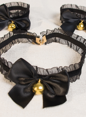 蕾丝铃铛项圈女蝴蝶结性感手环主播可爱少女脖环萌款甜美脖子配饰