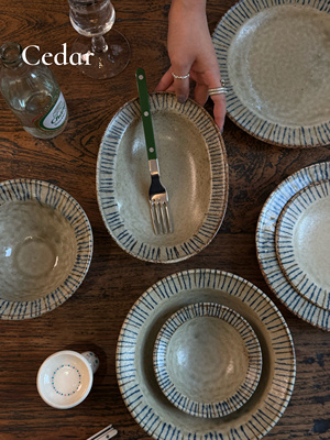 日本进口复古餐盘日式家用釉下彩十草纹做旧餐具条纹饭碗汤碗茶杯