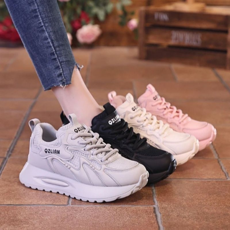 5cm运动鞋女夏季新款网面透气老爹鞋感厚底软底休闲女鞋