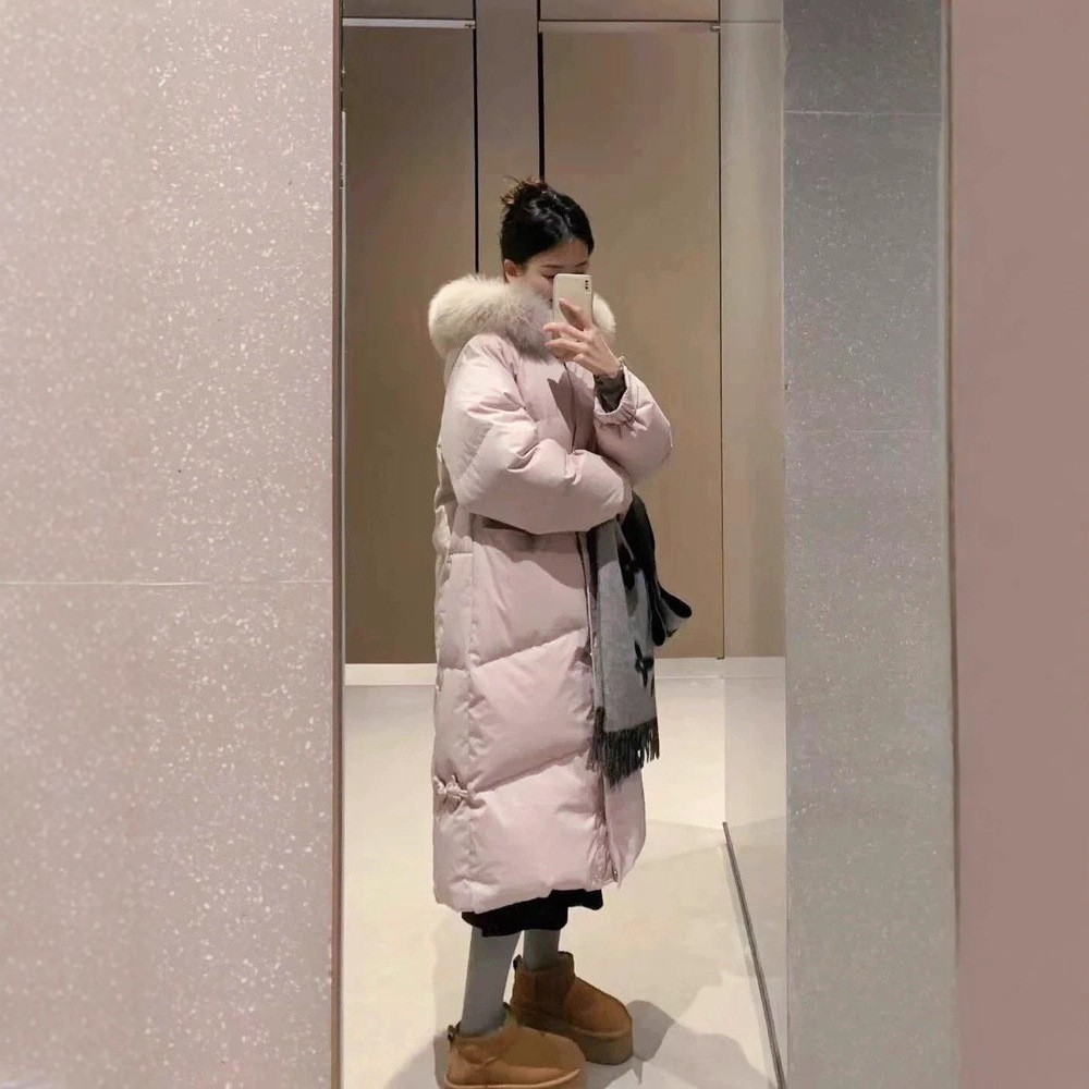 香榭颂中长款羽绒棉服女2025冬新款超好看韩系加厚大毛领棉衣外套