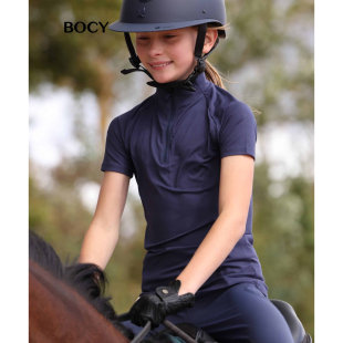 BOCY马术服女短袖速干儿童大童上衣骑士服障碍舞步训练服骑马服