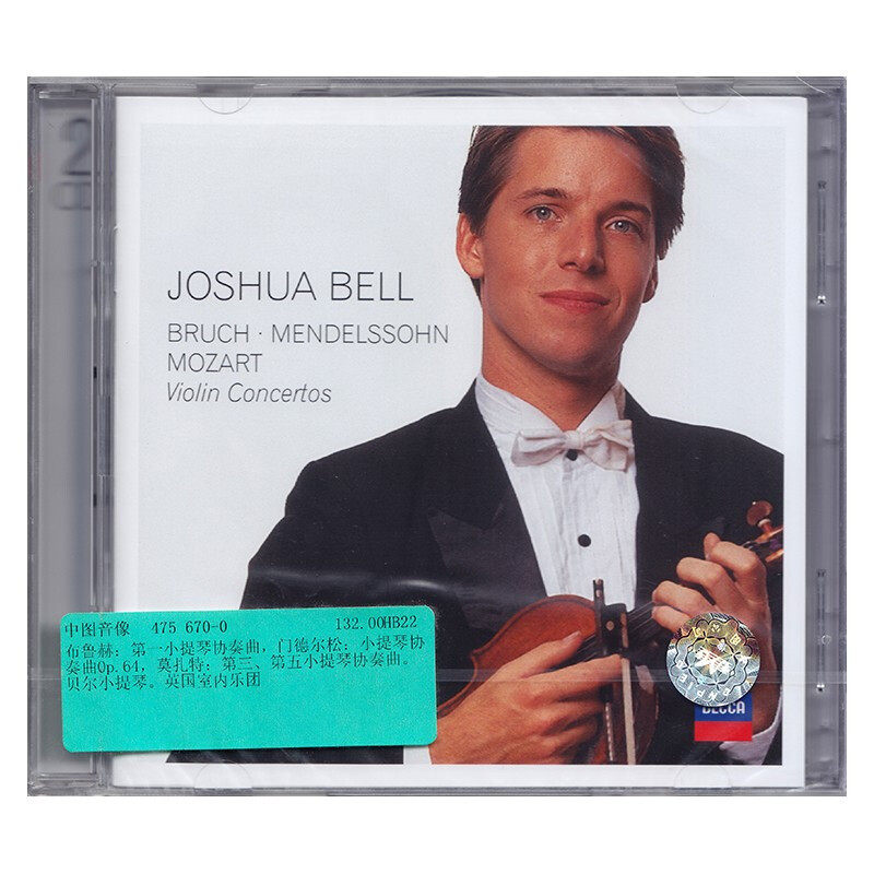 原装正版 JOSHUA BELL 贝尔 莫扎他小提琴作品集 2CD唱片 4756700