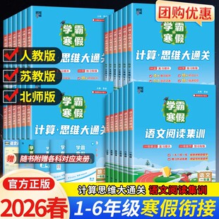 2026学霸寒假衔接作业一年级二年级三四五六年级上册下册语文阅读集训数学计算思维题大通关复习预习人教苏教北师版寒假衔接练习册