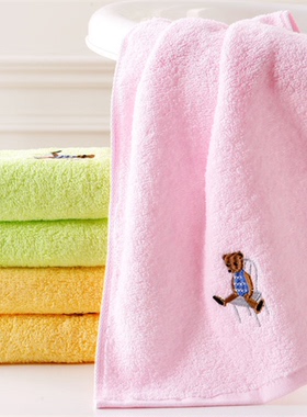 金号卡通柔软 纯色儿童毛巾 纯棉吸水简单小熊T1055 任意四条包邮