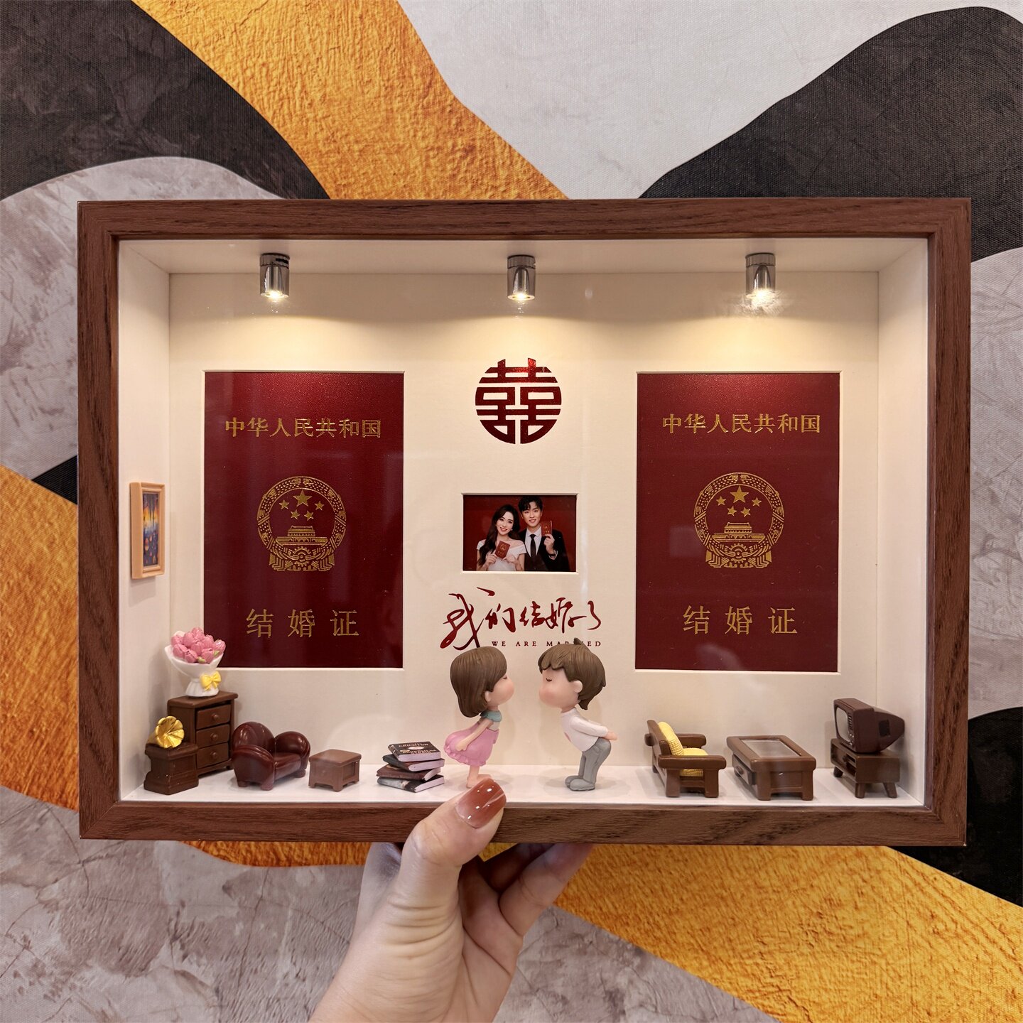 结婚证卡通相框卡通摆台情侣礼物