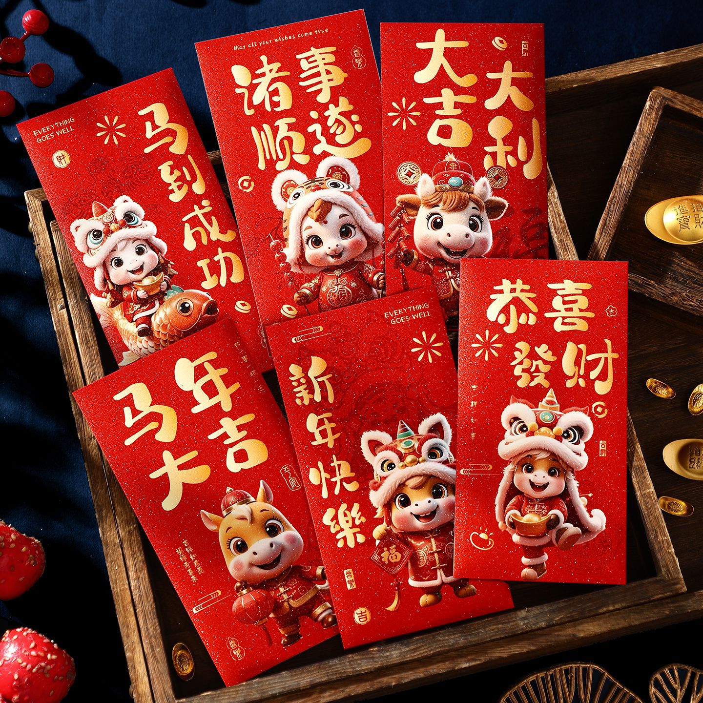 春节通用烫金压岁包2026马年新款