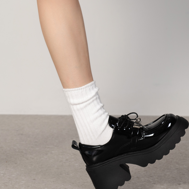 粗线针织纯棉日系堆堆袜