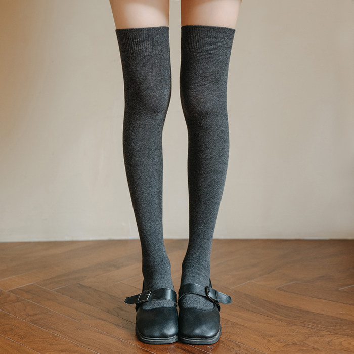 过膝袜子女深灰色秋冬季小腿长筒袜纯棉网红款纯色防滑保暖打底袜,女士内衣/男士内衣/家居服,长筒袜,淘宝优惠券,粉丝福利购,淘宝优惠卷