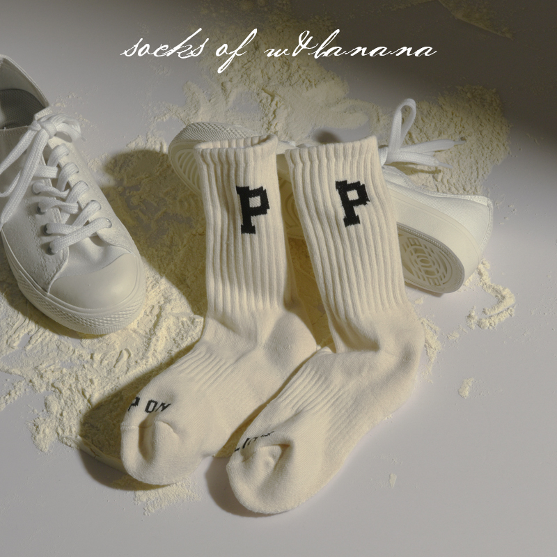 毛圈冬季纯白色粗条ins春秋袜子