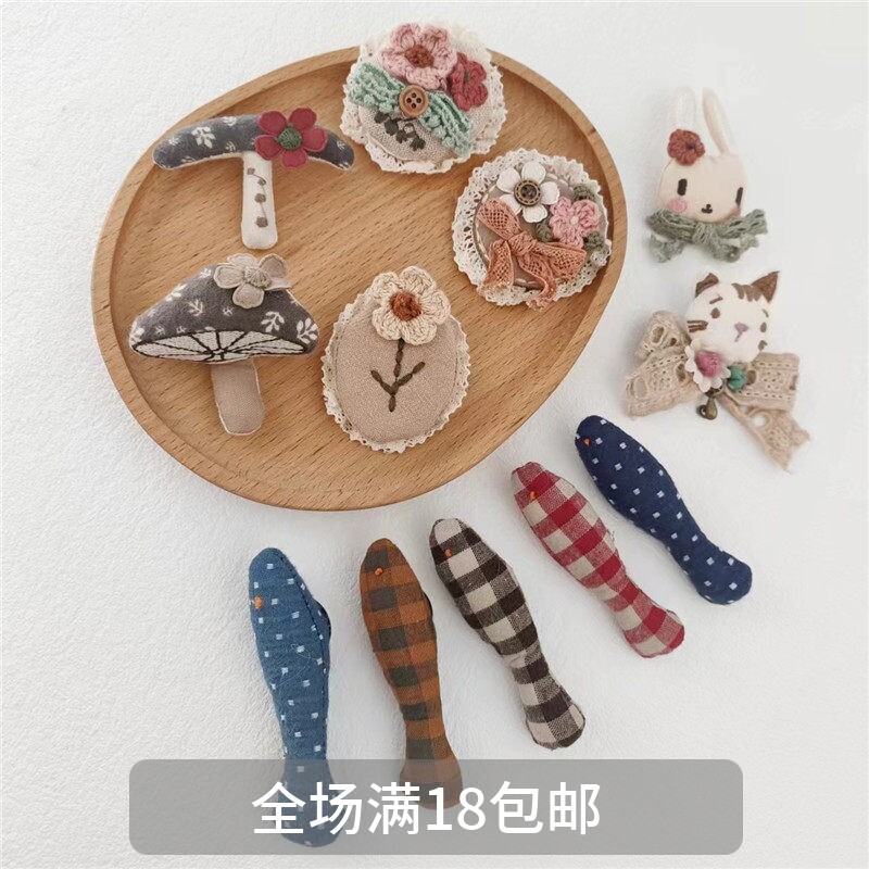 森系棉麻布艺复古文艺小清新百搭韩版胸针 花朵狐狸兔子蘑菇