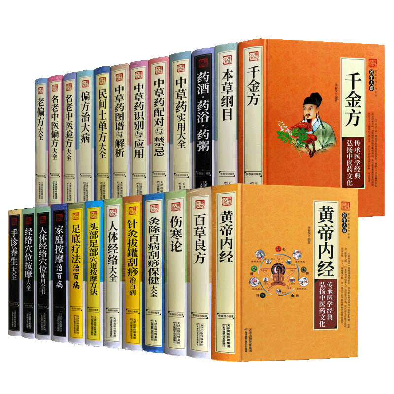 中医养生大系【全24册】中医养生百科家庭妙方偏方黄帝内经百草良方伤寒论针灸经络按摩穴位药酒药浴中草药家庭养生治疗书籍