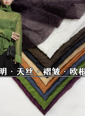 新款透明天丝褶皱欧根纱衬衫面料做打底衫网纱柔软欧根缎服装面料