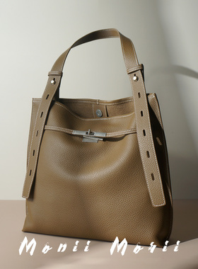 怪兽君2026新款真皮托特包大容量腋下包通勤大包包头层牛皮单肩包