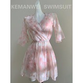 粉雾春雪 高级感三件套泳衣女分体海边度假泡温泉显瘦遮肉新款