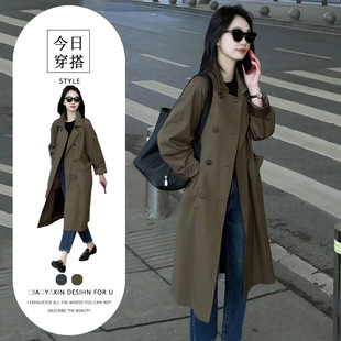 小众独特别致工装风中长款外套春秋新款小个子韩系气质女风衣ins