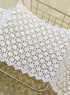 白色水溶蕾丝镂空花边 21cm 宽纯棉刺绣花边 手工精美服装辅料