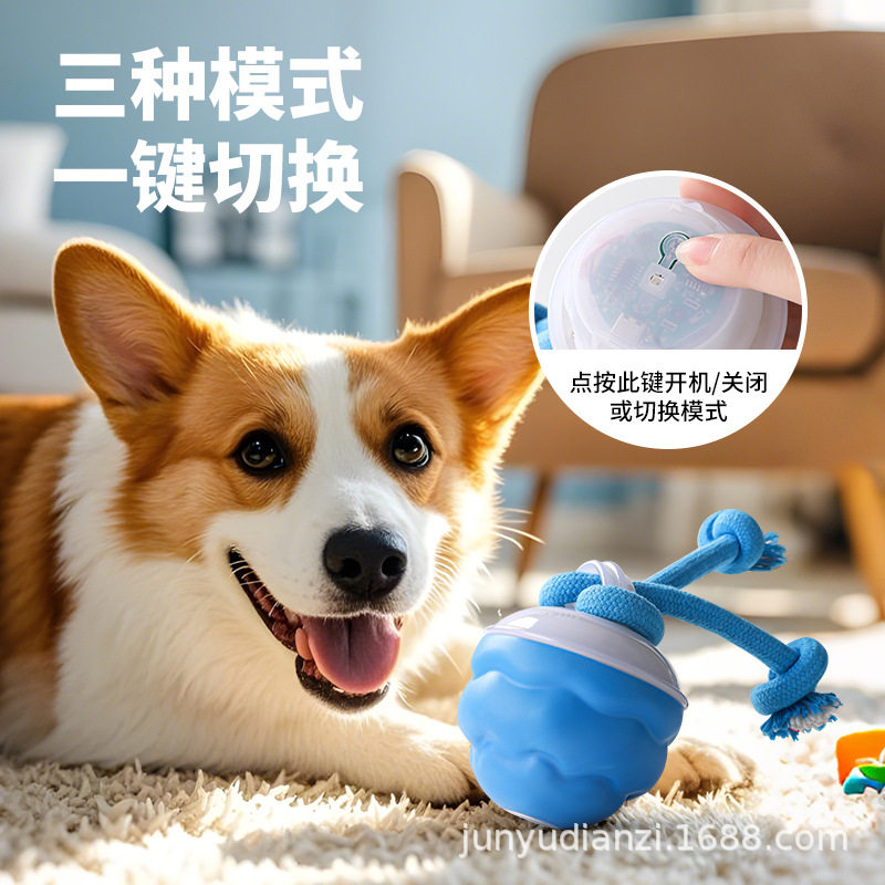 跨境新款充电式逗狗球智能逗狗狗玩具解闷发声自动电动神器