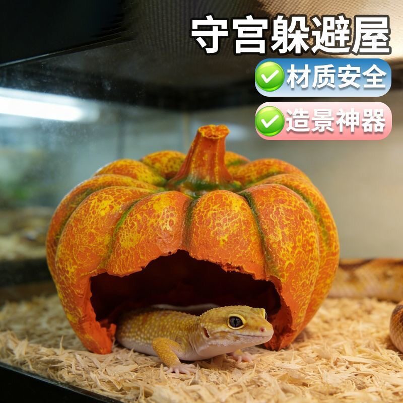 玉米蛇躲避屋摆件南瓜造景守宫蜥蜴睫角树脂休息躲避洞跨境代发JC