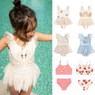 洋气公主风泳装 2025新款 韩版 泳衣裤 速干女孩泳衣 Ks女童连体裙式