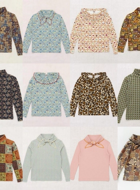 ins2025秋冬mp系列同款匹马棉北欧风男女童超柔领结花边长袖上衣