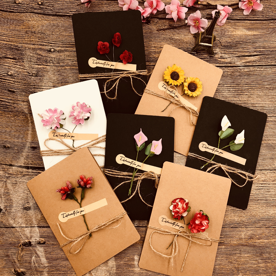 贴花贺卡创意典雅手工礼品感谢卡留言卡母亲节祝福生日小卡片包邮