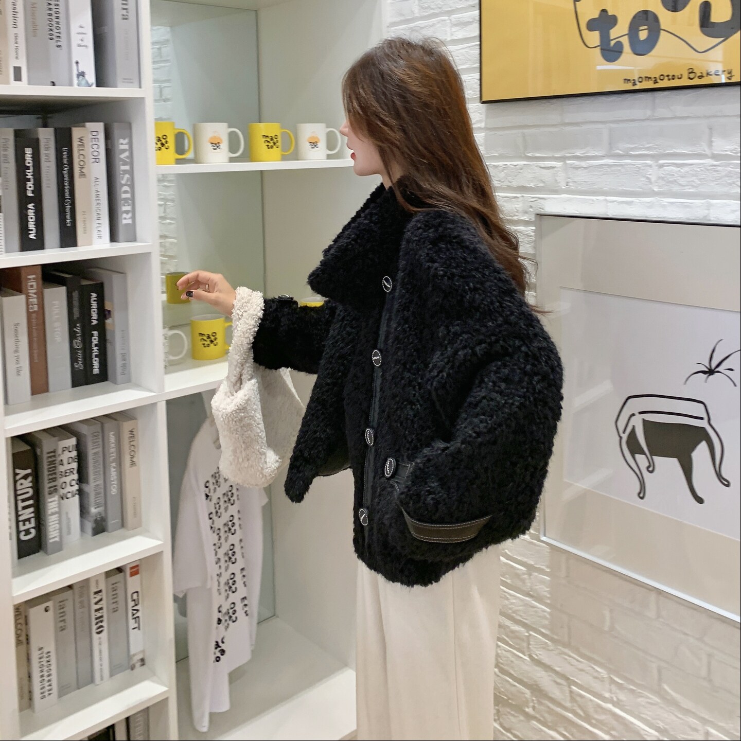 现货秋冬新款黑色百搭羊羔毛皮毛一体外套8157p225k358,女装棉衣/棉服,浙宝186