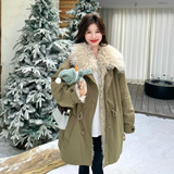 已出货主推秋冬新款中长款加厚派克服8162p290k458内里可脱卸，女装派克服，浙宝186