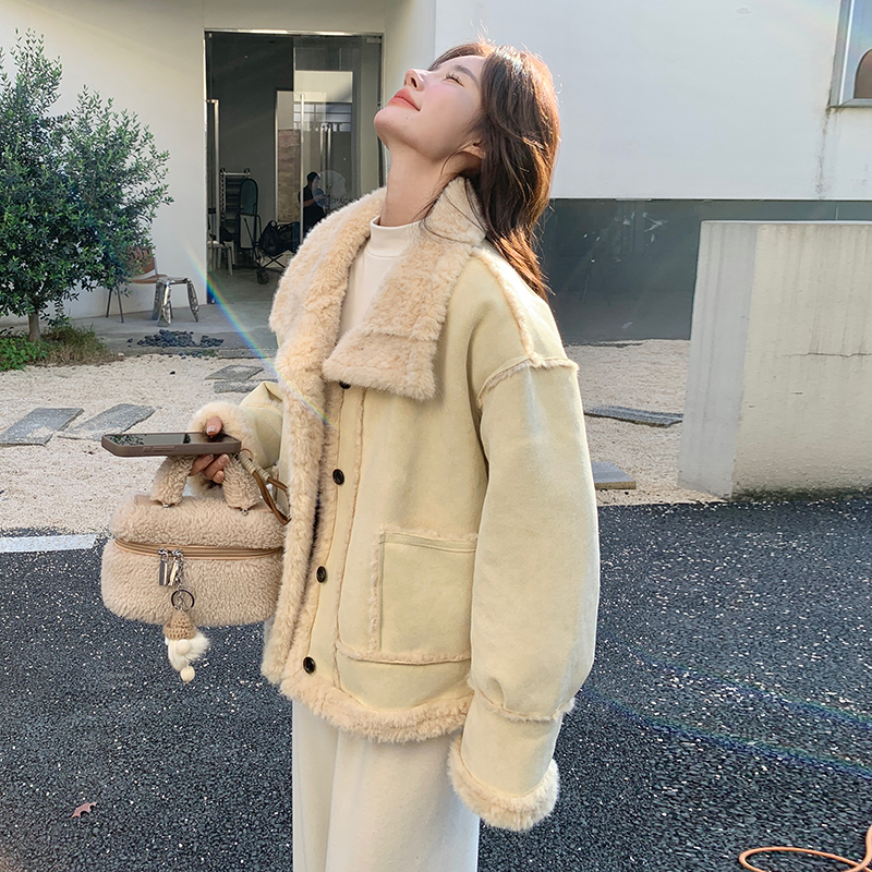 新款现货秋冬皮毛一体外套羊羔毛8059p185k278，女装棉衣/棉服，浙宝186