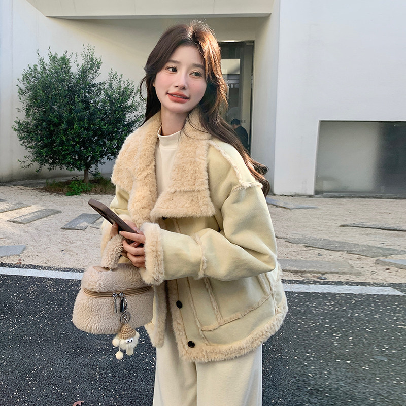新款现货秋冬皮毛一体外套羊羔毛8059p185k278,女装棉衣/棉服,浙宝186