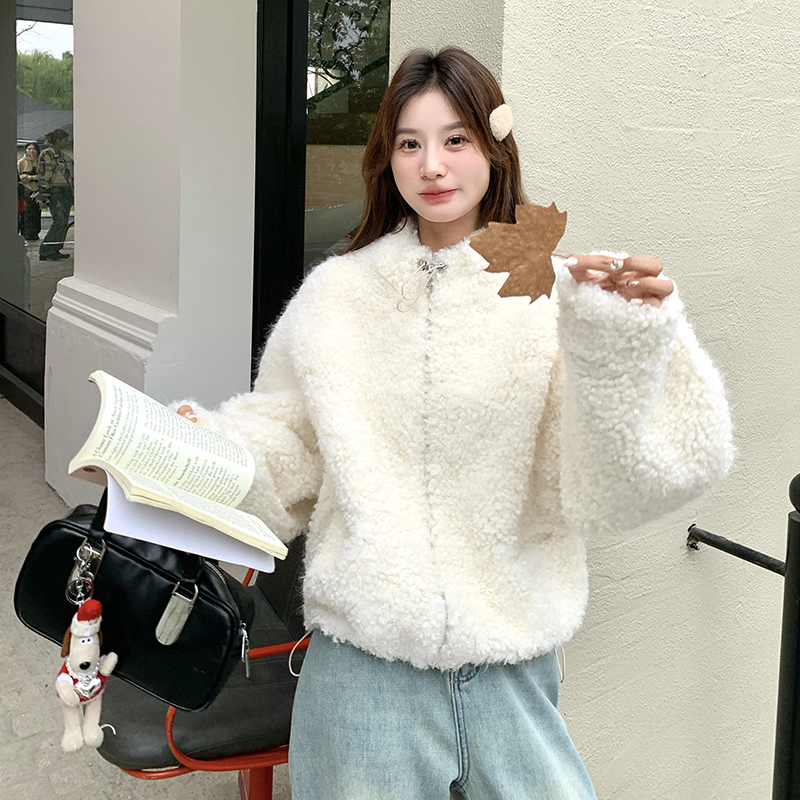 现货秋冬白色皮毛一体外套8021p185k278有买家秀，女装皮草，浙宝186