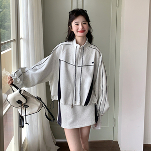 现货学院风减龄卫衣套装裙女2025春新款韩系休闲小个子短裙两件套图片