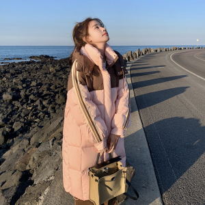 秋冬撞色拼接连帽加厚羽绒服 2507p300k528图片