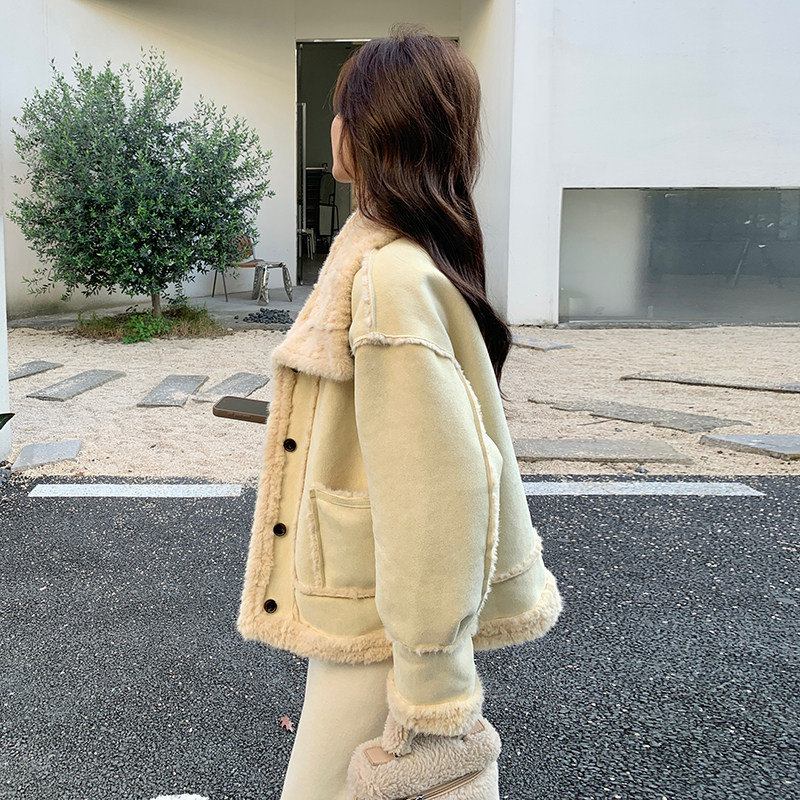 新款现货秋冬皮毛一体外套羊羔毛8059p185k278,女装棉衣/棉服,浙宝186