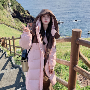 秋冬撞色拼接连帽加厚羽绒服 2507p300k528图片