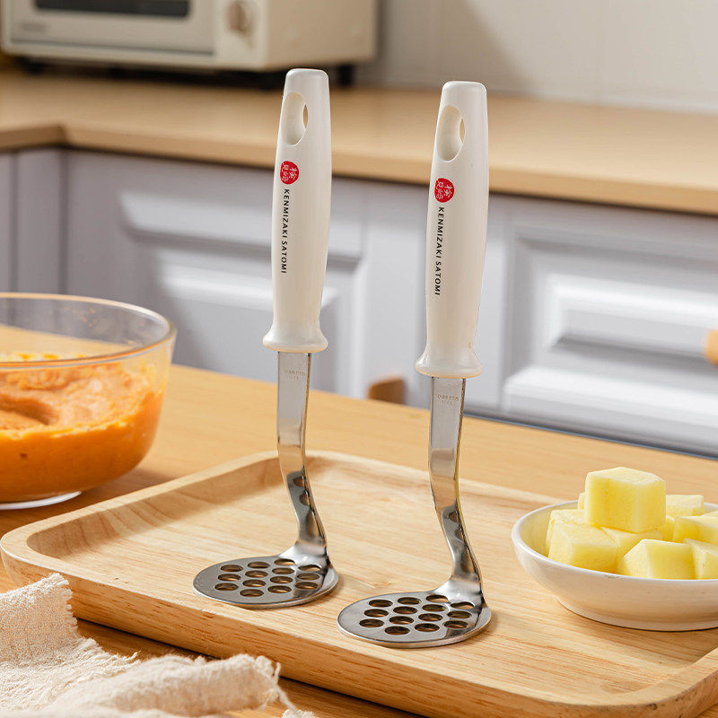 日本进口下村不锈钢手用捣泥器厨房家用压泥器多功能辅食料理工具