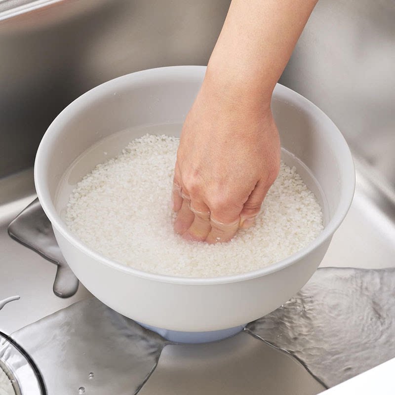日本进口AKEBONO精选洗米盆加厚沥水篮厨房家用白色