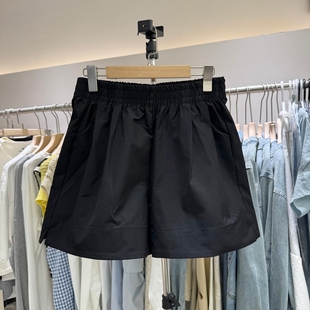25105 休闲显瘦开叉洋气A字阔腿裤 纽芮NIURUI松紧高腰短裤 女新款