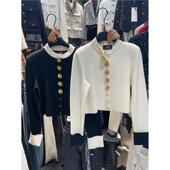 法式 毛衣外套上衣2986 设计感单排扣短款 小香风针织开衫 女秋冬新款