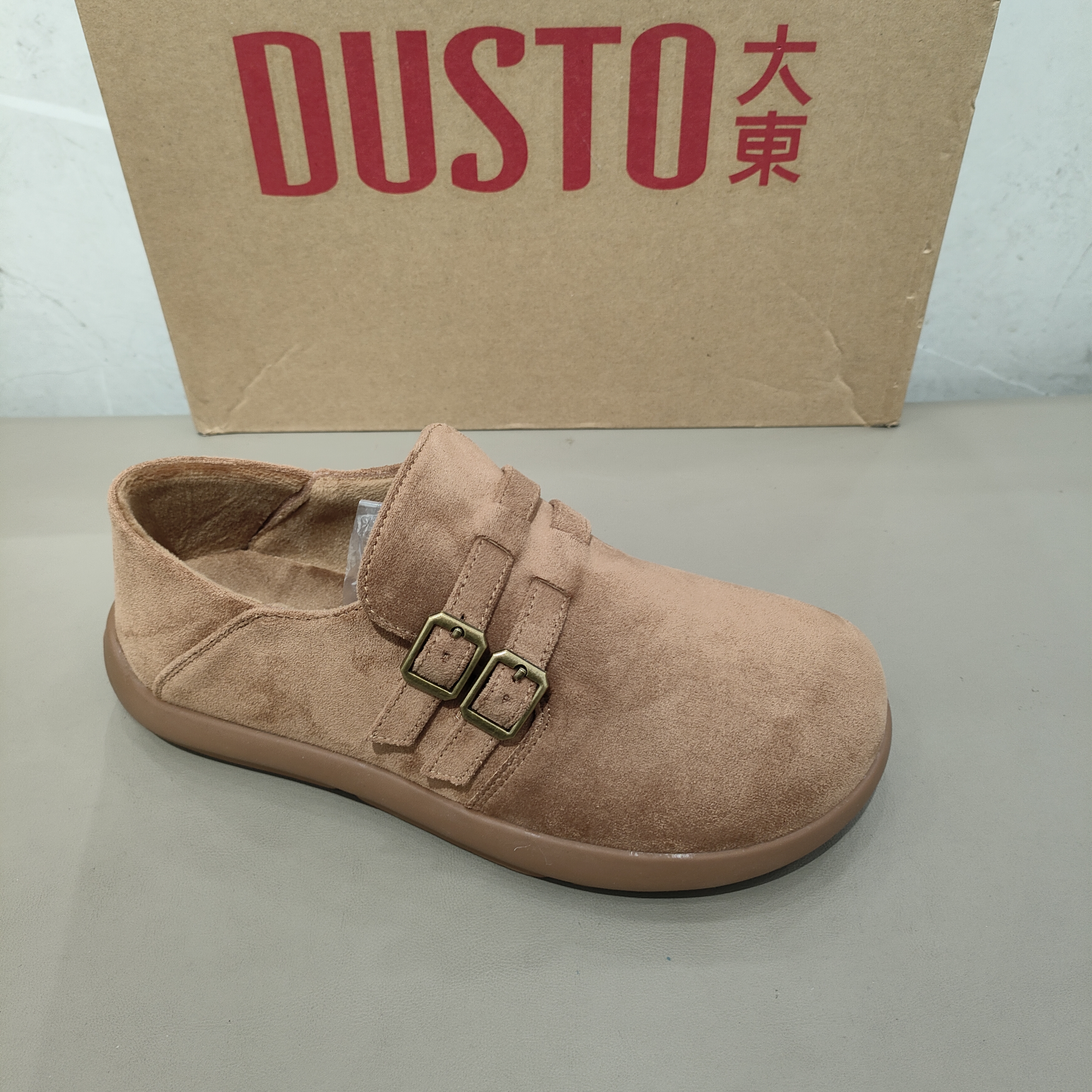 大东加绒勃肯鞋女鞋2025冬季新款休闲日常潮流百搭绒面软底鞋3873