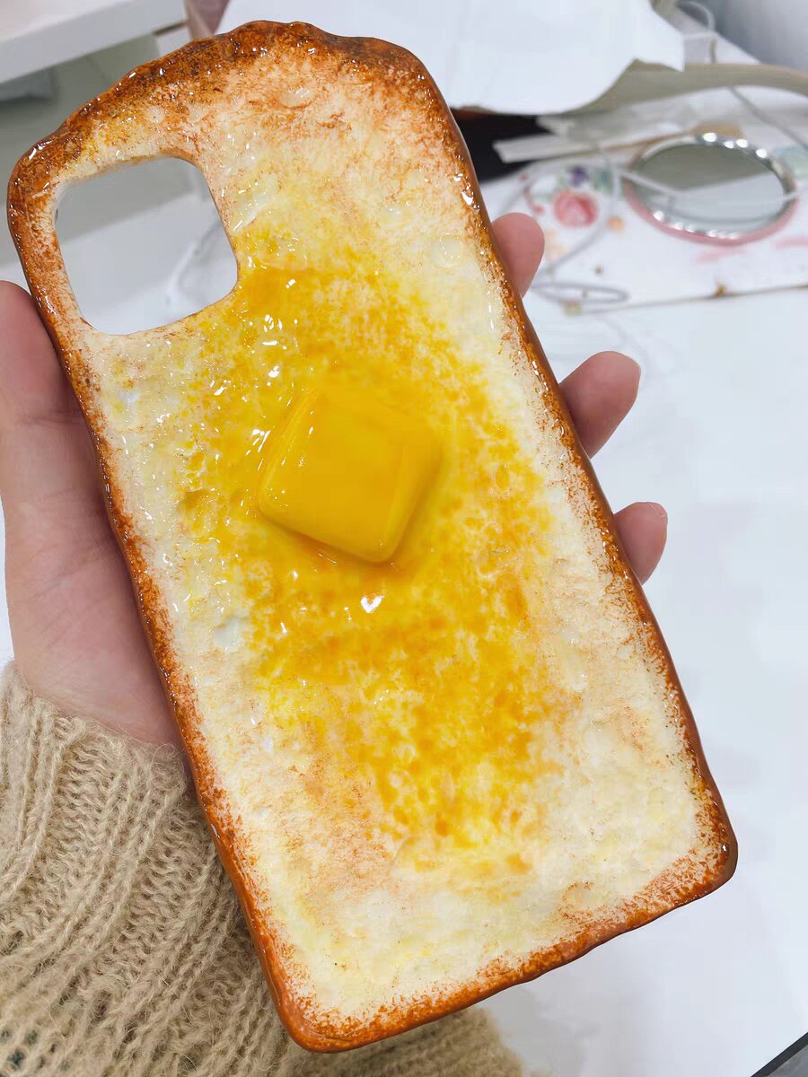 苹果78plus111213promax仿真黄油奶酪吐司面包定制手机壳vivo华为