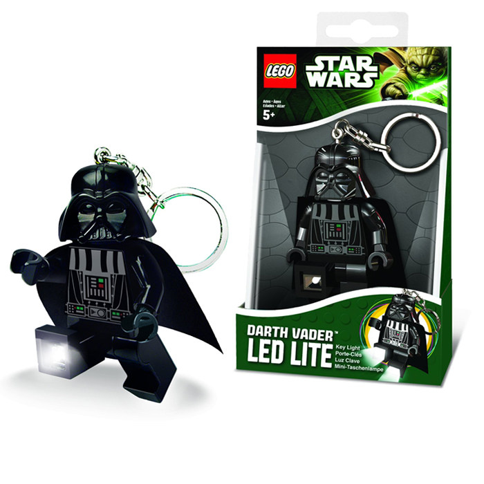 现货美国乐高lego星球大战黑武士发光led 手电筒钥匙扣环挂件