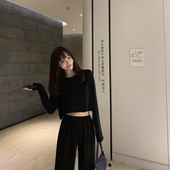 高腰jazz练舞阔腿长裤 1m舞室泫雅lisa同款 露脐T恤女爵士舞蹈上衣