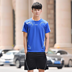 2021夏季休闲运动套装男士速干衣服跑步健身休闲运动服男T恤902图片