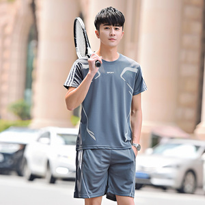 2021夏季休闲运动套装男士速干衣服跑步健身休闲运动服男T恤902图片