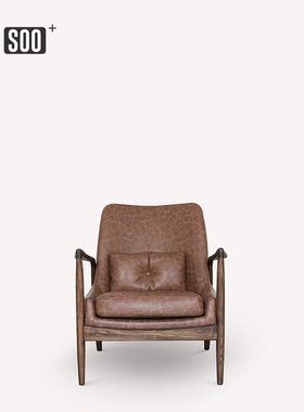 沙发椅 单人复古休闲椅真皮 Braden Chair 酒店家用中古沙发椅